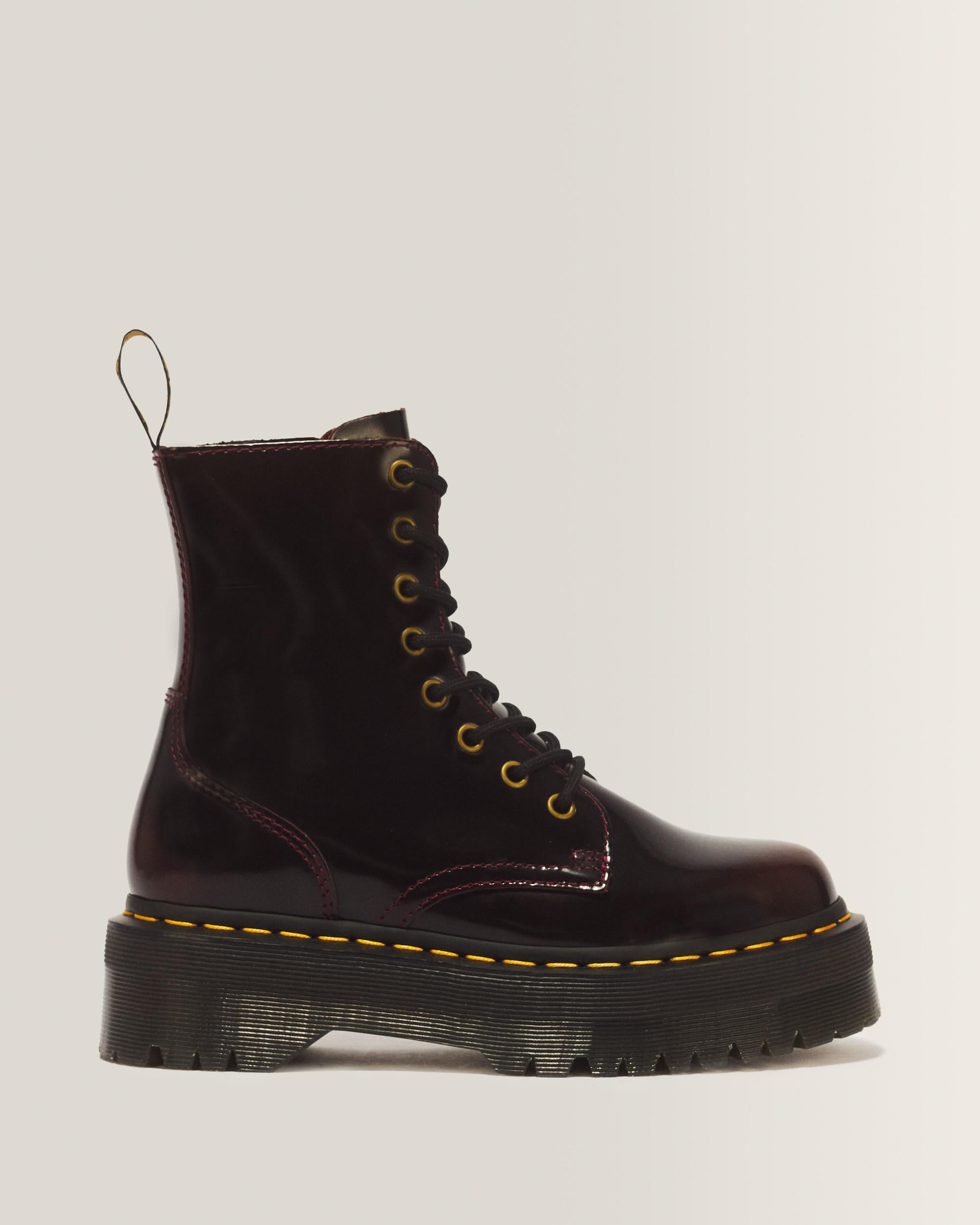 Jadon Arcadia Leather Platform Boots - Cherry Red Arcadia
