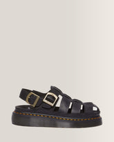 Wrenlie Grizzly Leather Fisherman Sandals - Black
