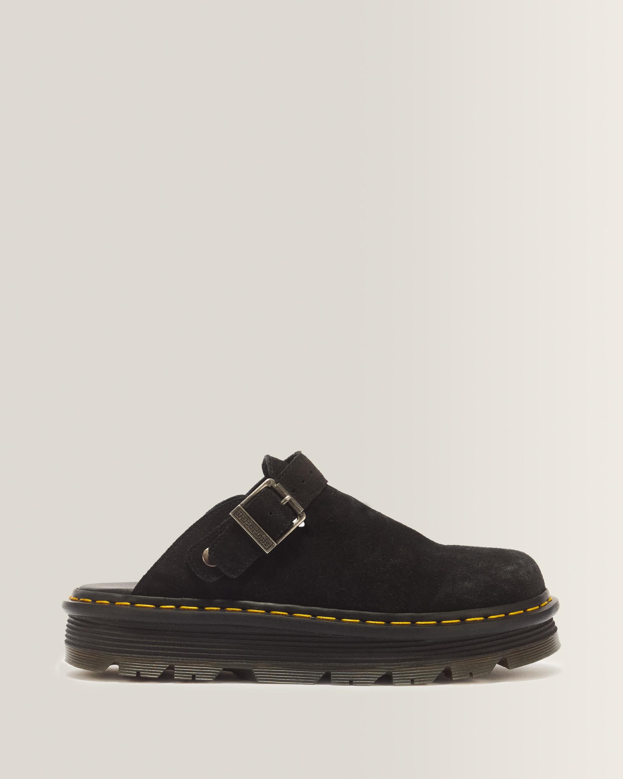 Zebzag Suede Casual Slingback Platform Mules - Black