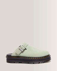 Zebzag Suede Casual Slingback Platform Mules - Sage Green