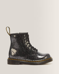 TODDLER 1460 GLITTER PATENT LEATHER BOOTS - BLACK+SILVER