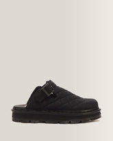 Zebzag Quilted Canvas Platform Mules - Black