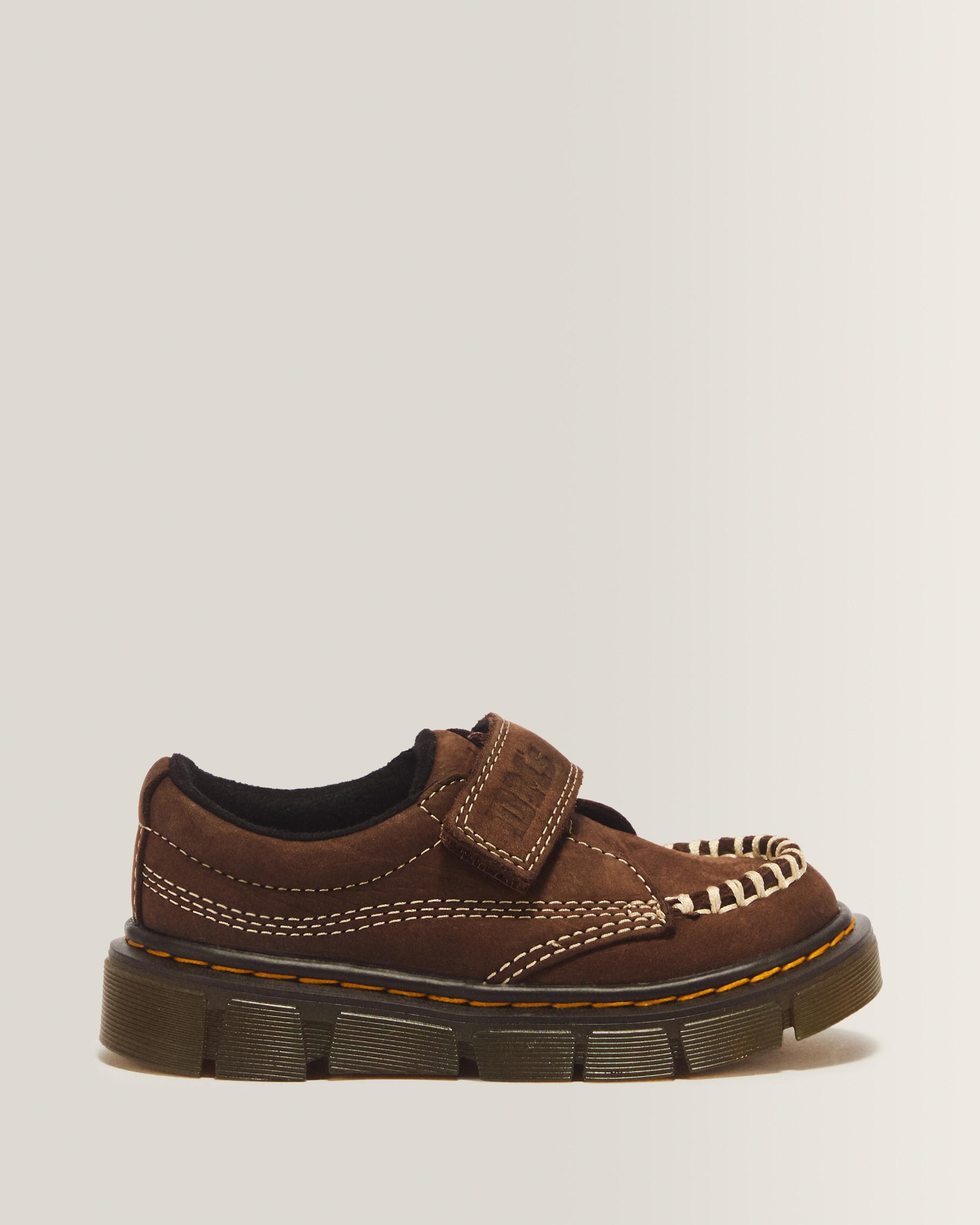Toddler Raffe Strap Tumbled Nubuck Strap Shoes - Dark Brown