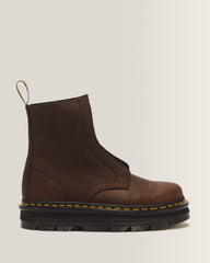 Zebzag Laceless Slip On Leather Boots - Dark Brown