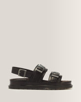 San Two Strap Leather Sandals - Black
