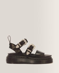 Gryphon Quad Leather Gladiator Platform Sandals - BLACK ATLAS