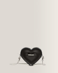 Mini Heart Shaped Kiev & Patent Leather Bag - Black