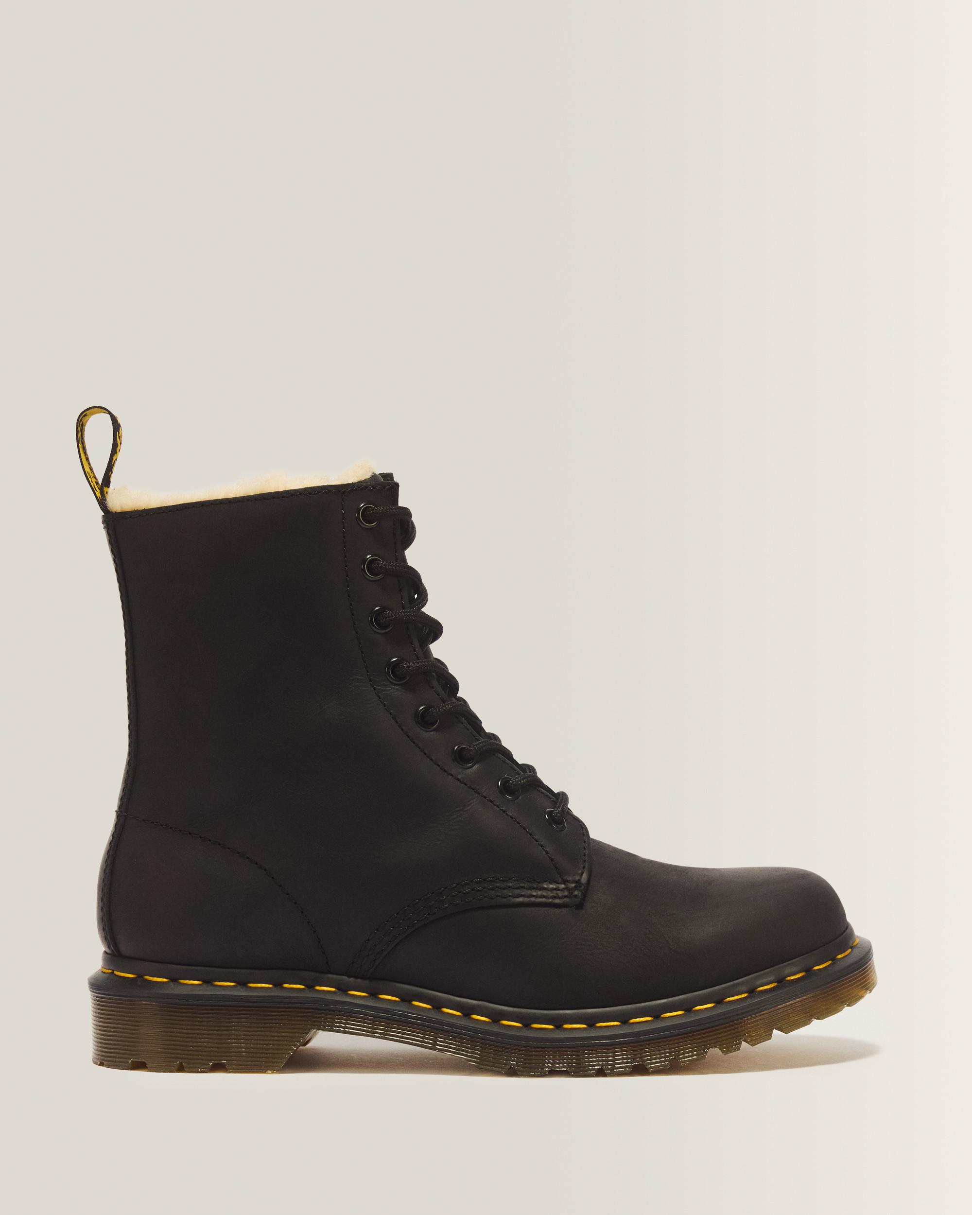 1460 Women's Faux Fur Lined Lace Up Boots - Black