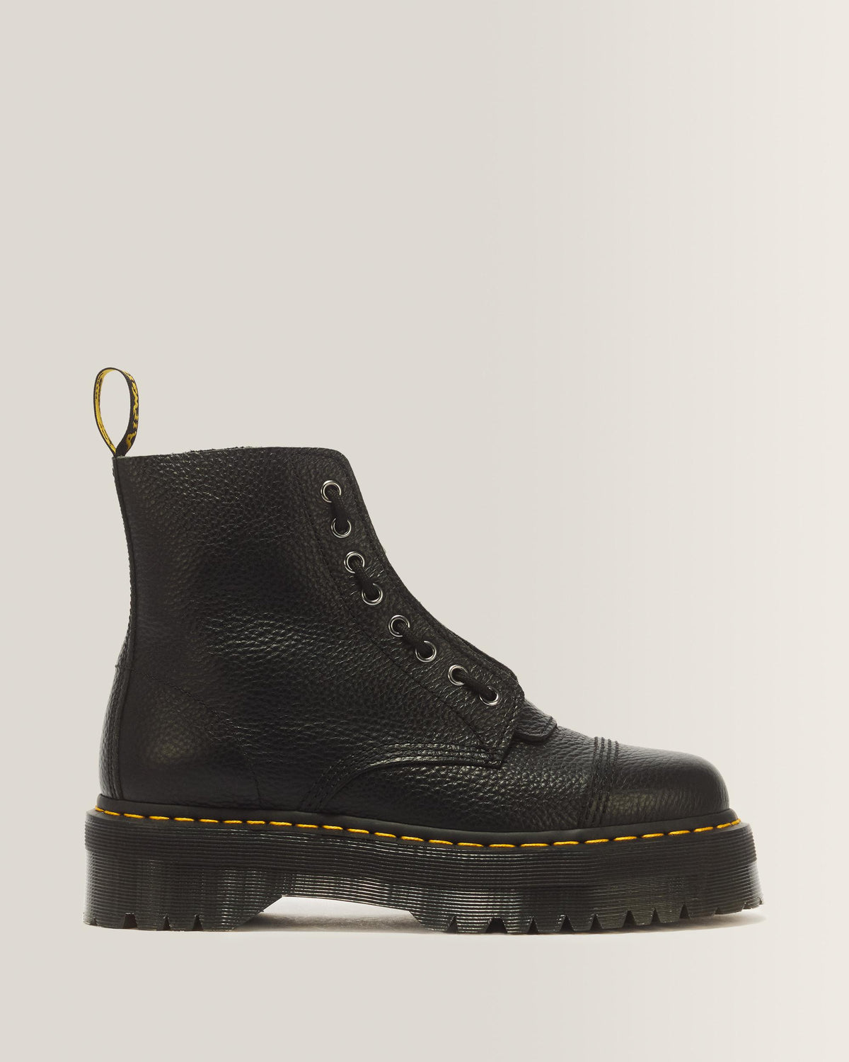 Sinclair Milled Nappa Leather Platform Boots - BLACK MILLED NAPPA