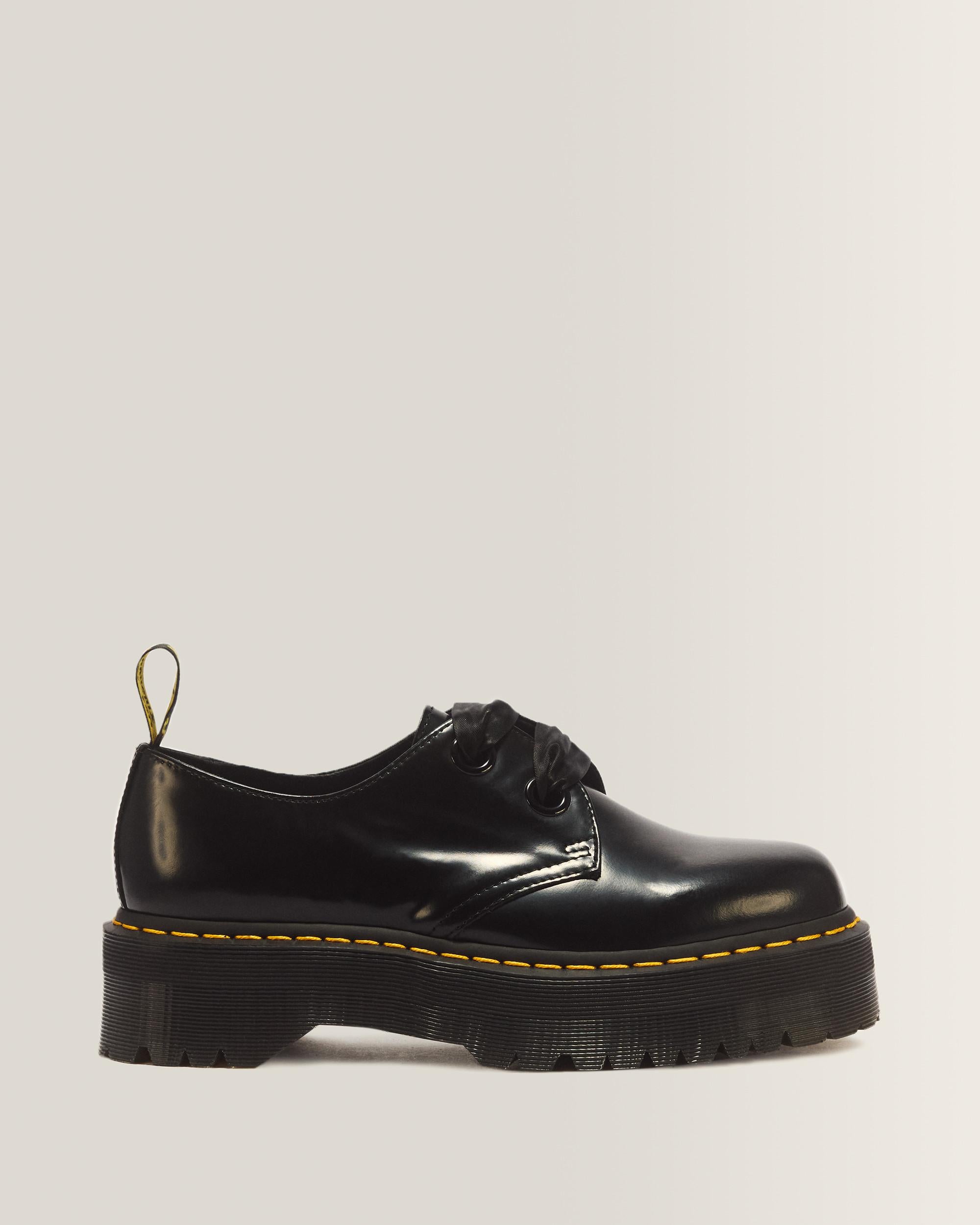 Holly Women's Leather Platform Shoes - BLACK BUTTERO