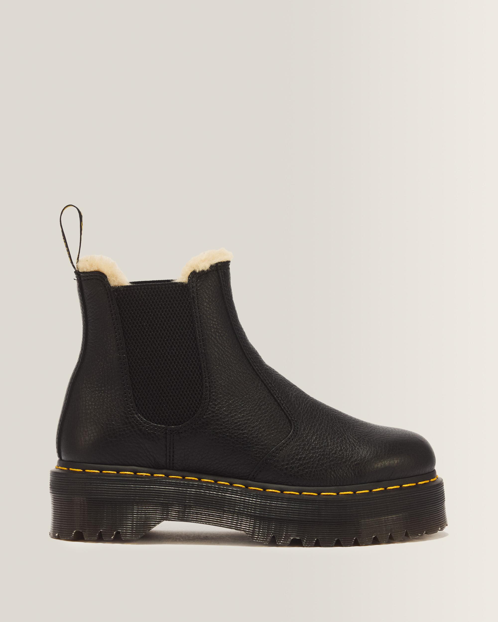 2976 Faux Fur Lined Platform Chelsea Boots - Black