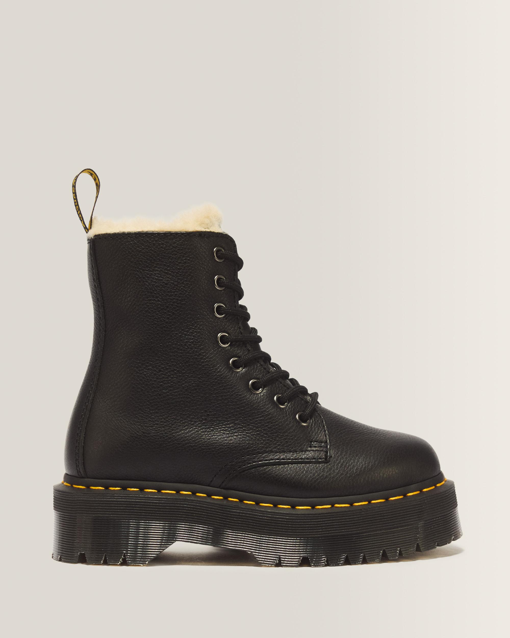 Jadon Boot Leather Faux Fur Lined Platforms - Black