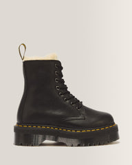 Jadon Boot Leather Faux Fur Lined Platforms - Black