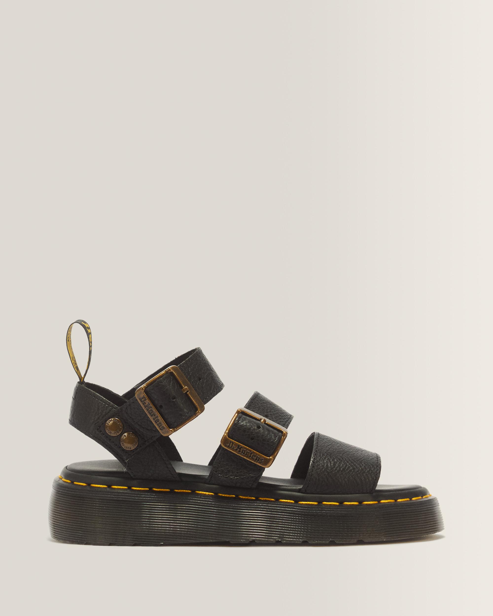 Gryphon Pisa Leather Platform Sandals - Black