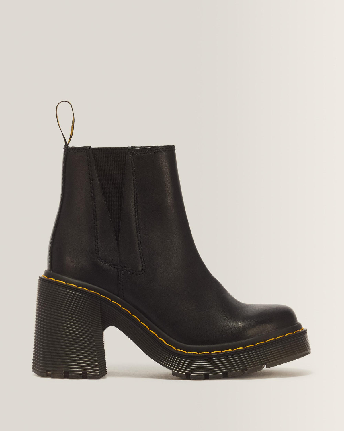 Spence Leather Flared Heel Chelsea Boots - Black