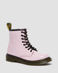 Junior 1460 Patent Leather Lace Up Boots - Pale Pink