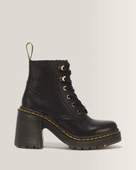 Jesy Sendal Leather Lace Up Flared Heel Boots - Black