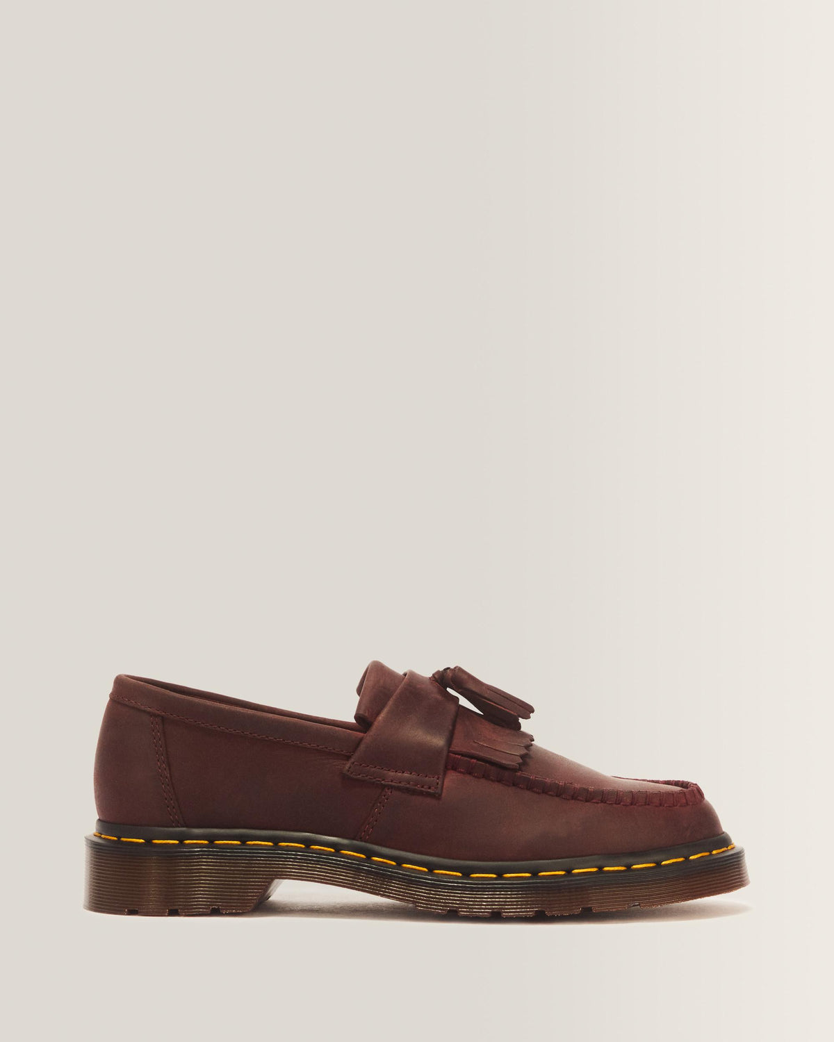 Adrian Crazy Horse Leather Tassel Loafers - Cherry Red