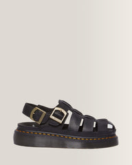 Wrenlie Grizzly Leather Fisherman Sandals - Black