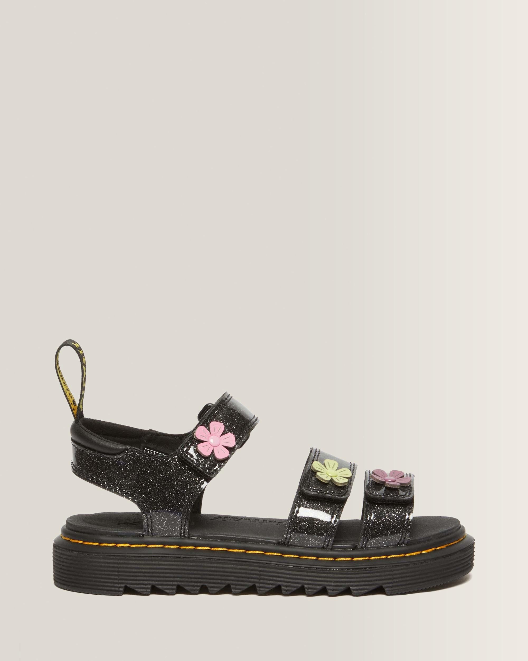 Junior Klaire Coated Glitter Velcro Sandals - Black+Multi