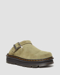 Zebzag Suede Casual Slingback Platform Mules - Muted Olive