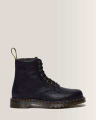 1460 Faux Fur Lined Grizzly Leather Lace Up Boots - Black
