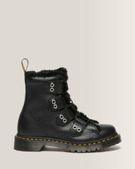 1460 Faux Fur Lined Leather Lace Up Boots - Black