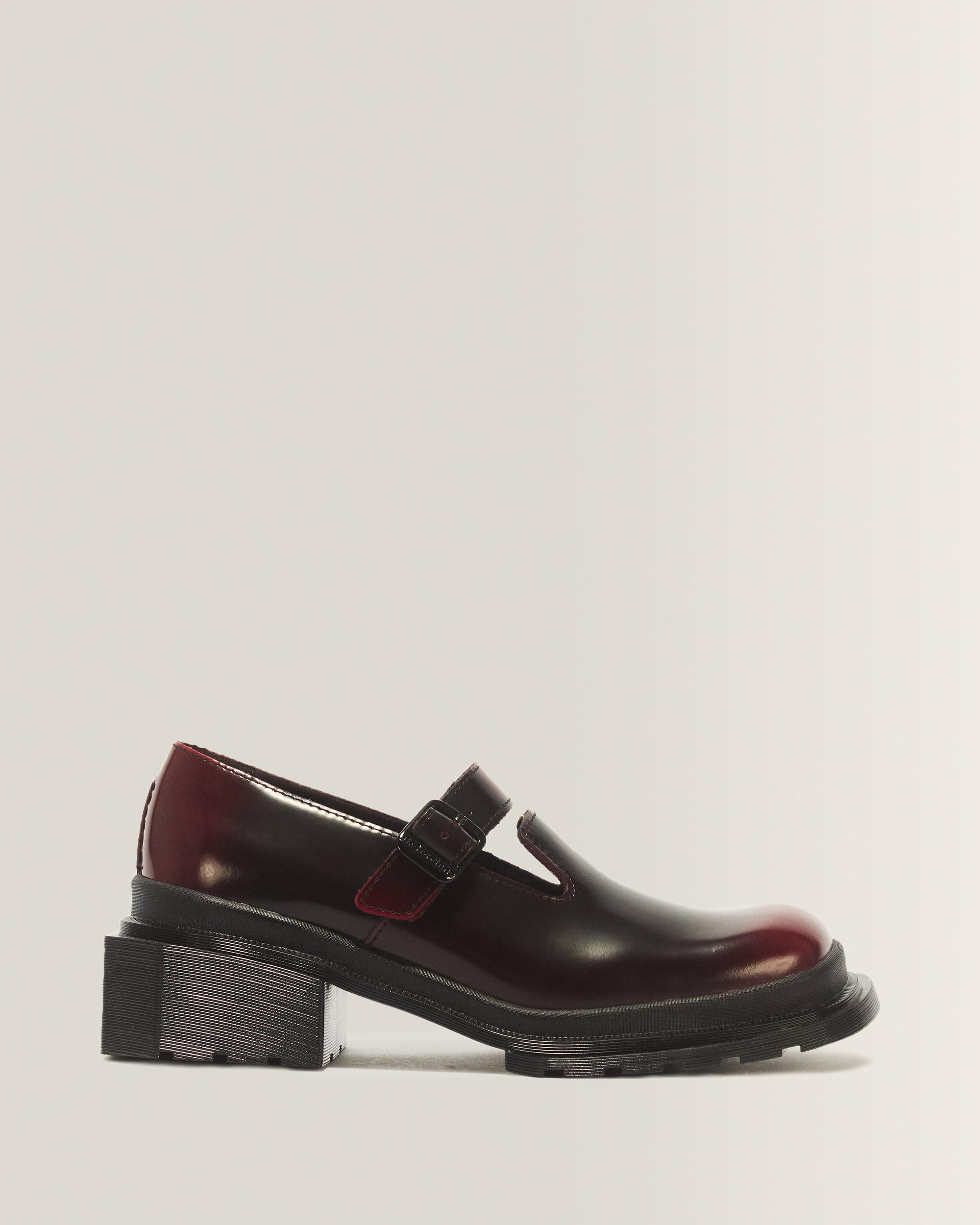 Maybole Square Toe Mary Jane Shoes - Black+Cherry Red
