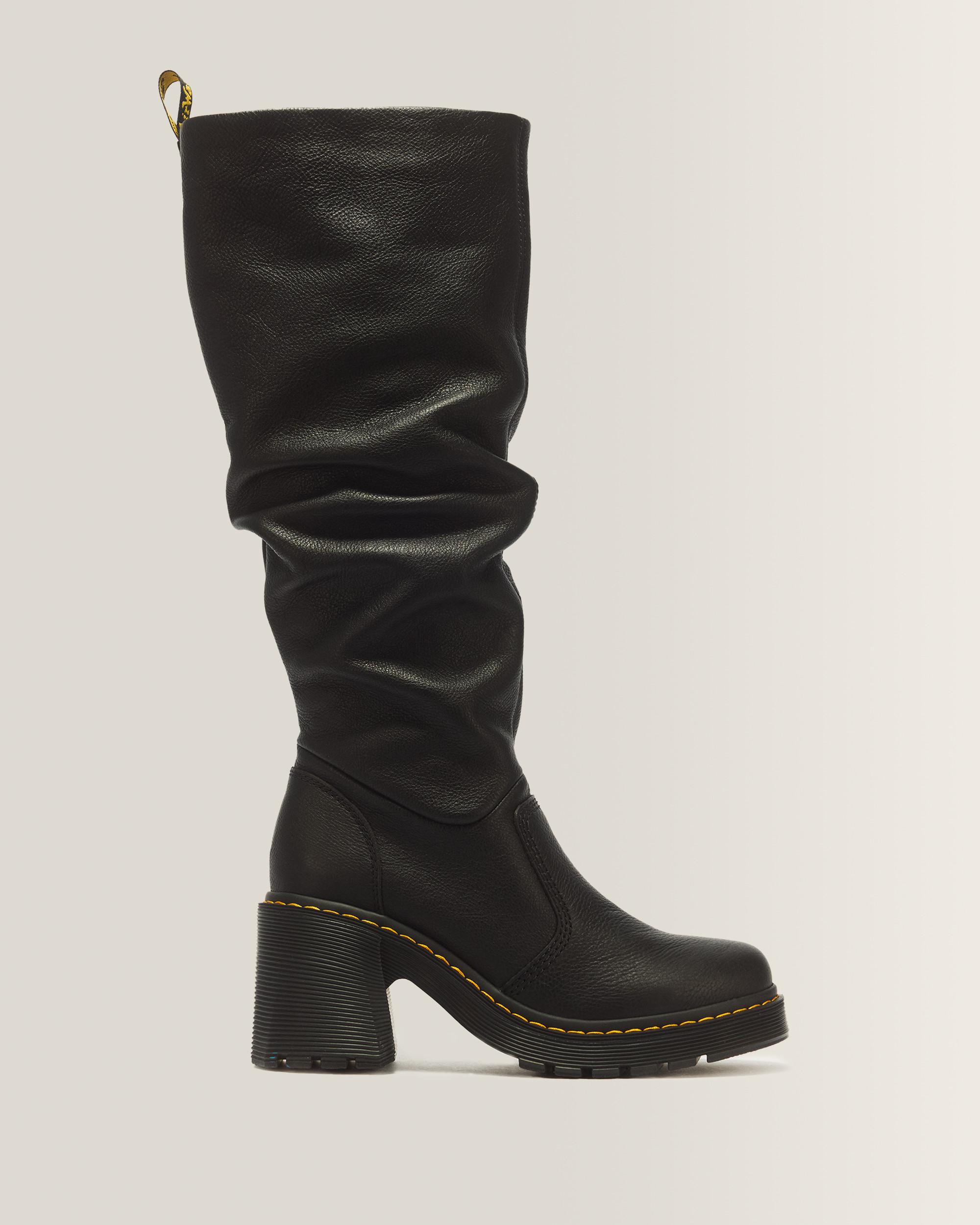 Kasey Virginia Leather Tall Heeled Boots - Black