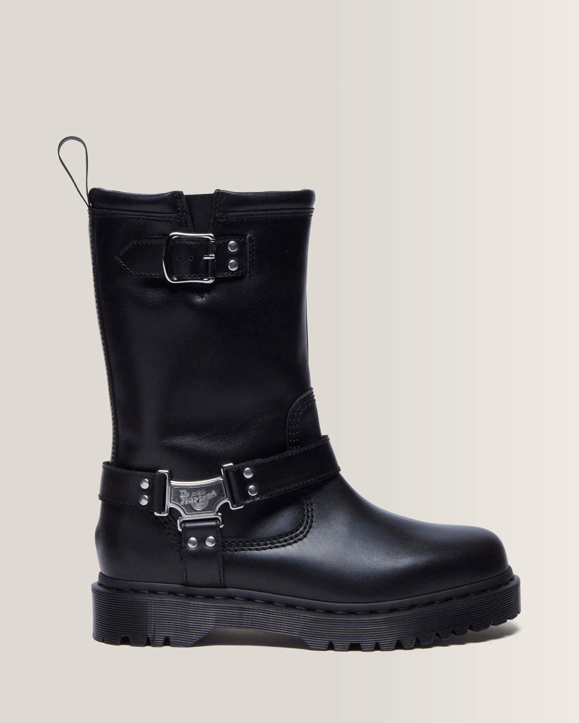 Anistone Hi Leather Biker Boots - Black
