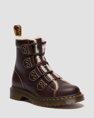 1460 Faux Fur Lined Lace-to-toe Leather Boots - Dark Brown