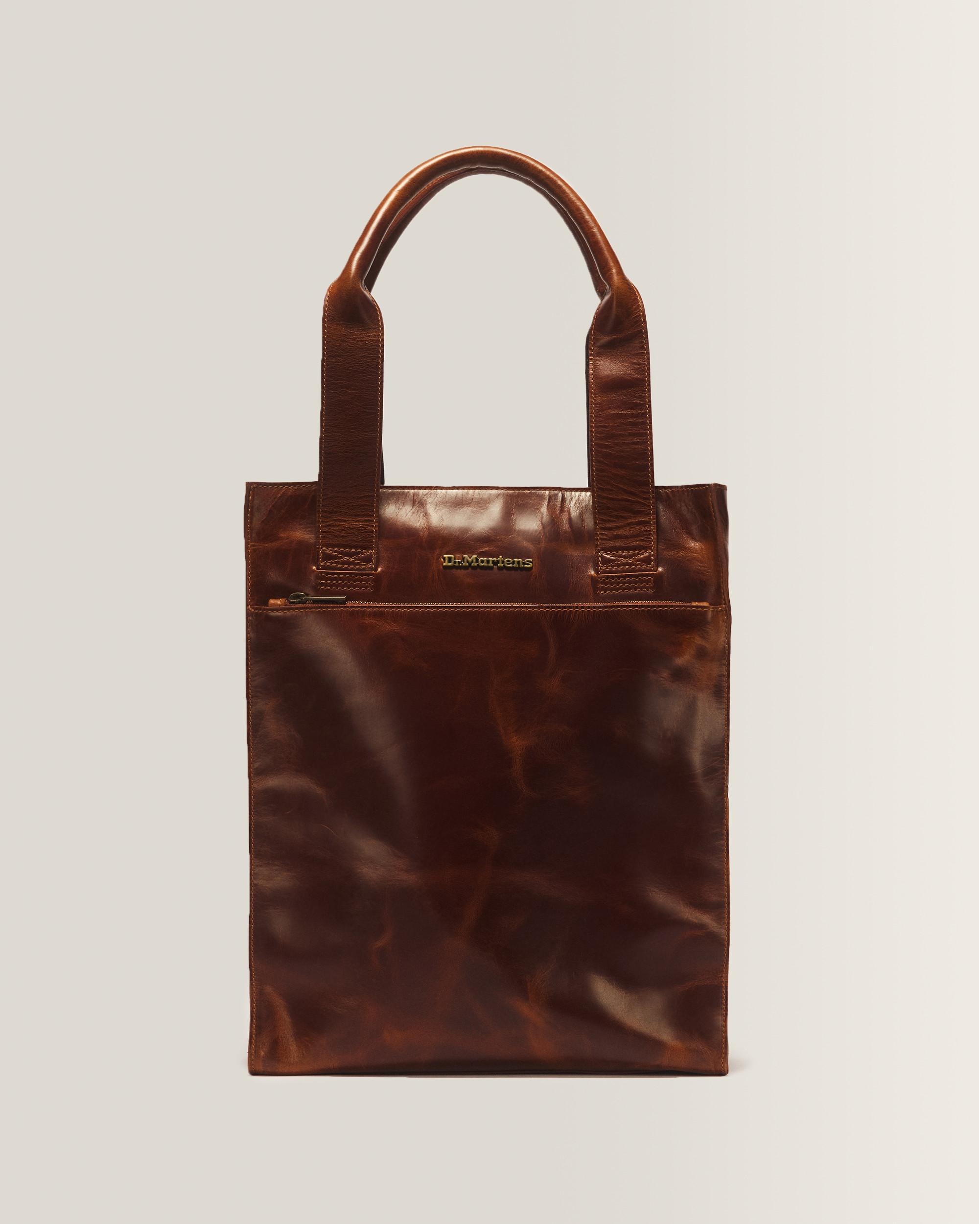 LEATHER TOTE BAG - AMBER TAN