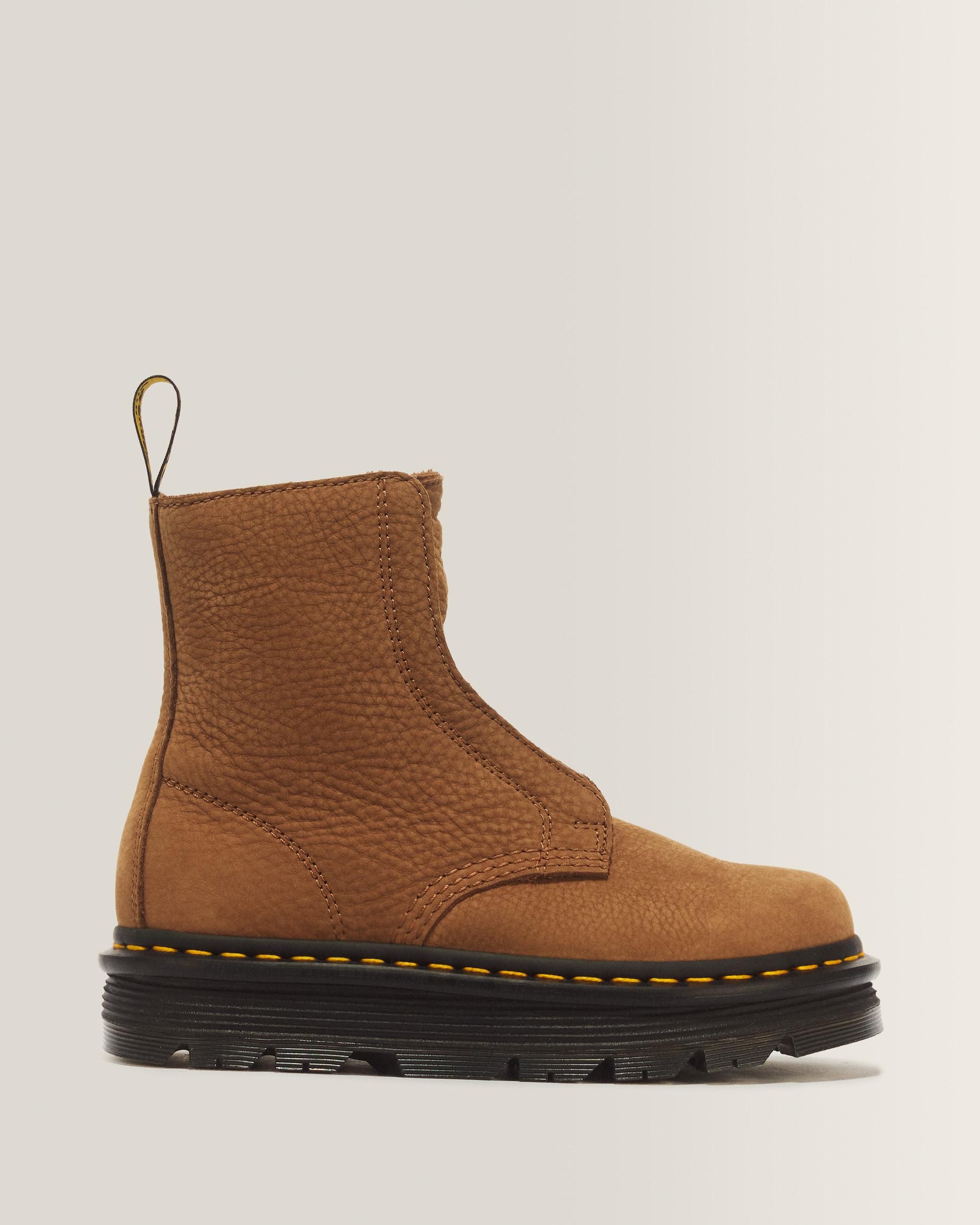 ZEBZAG LACELESS WARM LINED SLIP ON NUBUCK BOOTS - DESERT BROWN