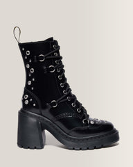 CHESNEY STUDDED BUTTERO LEATHER FLARE HEEL BOOTS - BLACK BUTTERO
