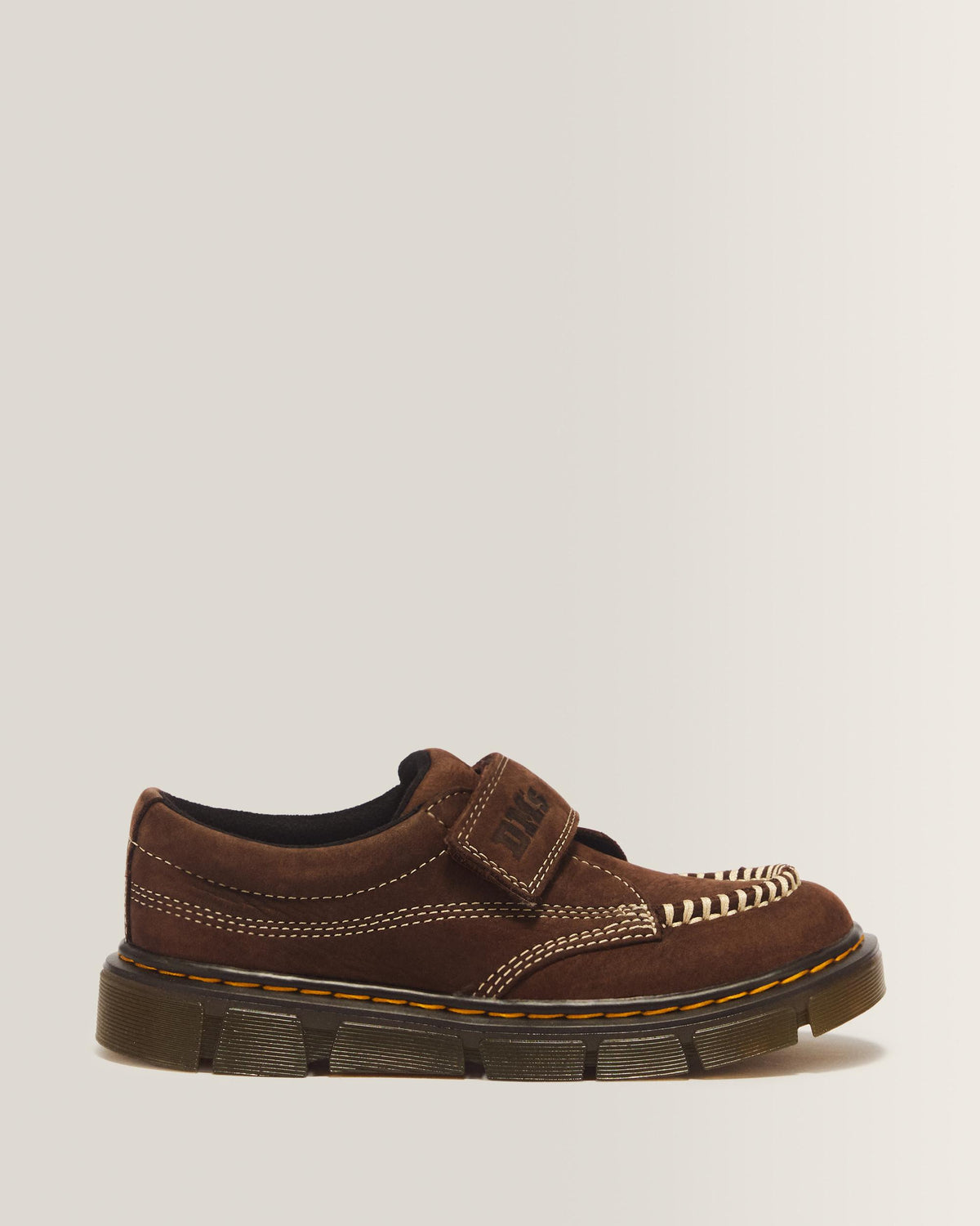 Junior Raffe Strap Tumbled Nubuck Strap Shoes - Dark Brown
