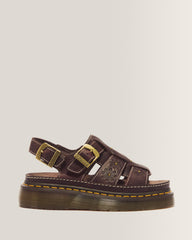 Wrenlie Open Toe Grizzly Leather Fisherman Platform Sandals - Dark Brown