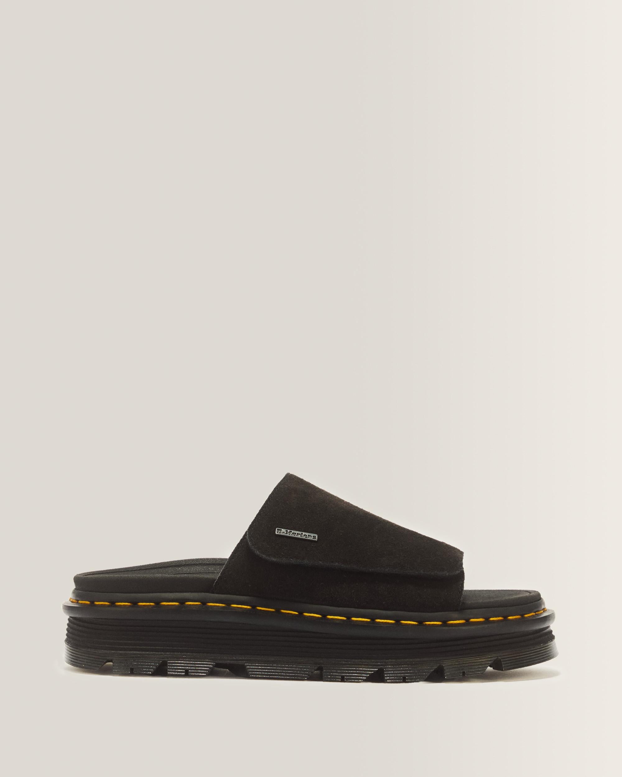 Zebzag Suede Platform Slides - Black