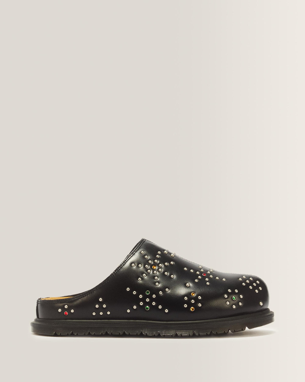 San Studded Leather Mules - Black