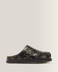 San Studded Leather Mules - Black
