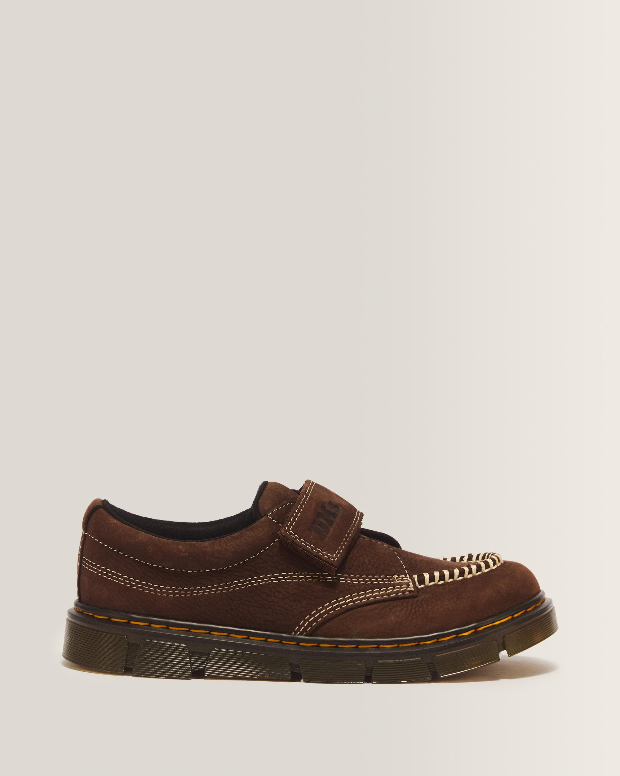 Youth Raffe Strap Tumbled Nubuck Strap Shoes - Dark Brown