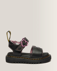 Toddler Marlowe II Glitter Heart Leather Strap Shoes - BLACK