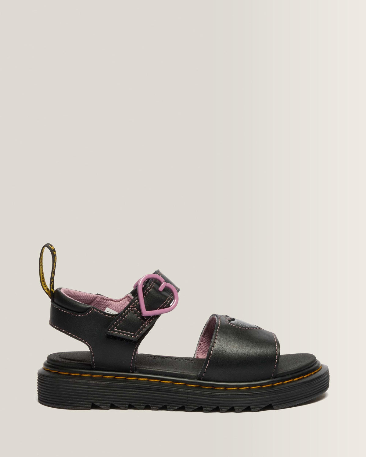Junior Marlowe II Glitter Heart Leather Strap Shoes - BLACK
