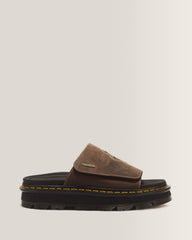 Zebzag Flower Crazy Horse Leather Slides - Dark Brown