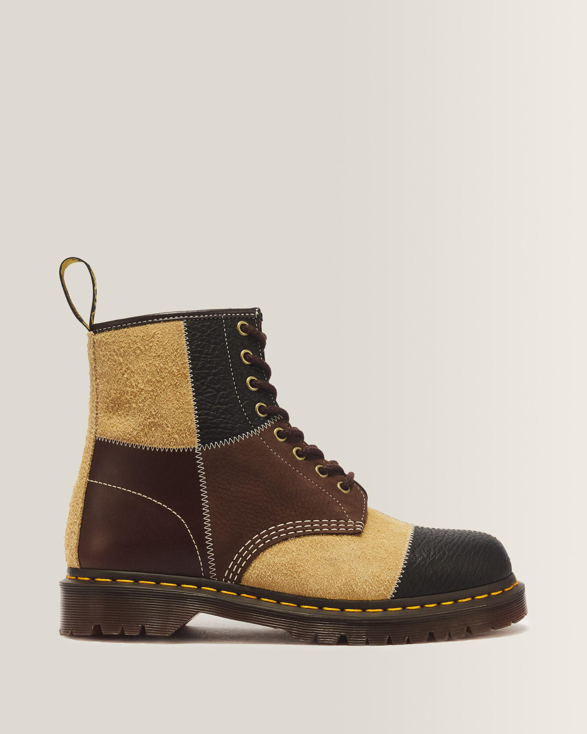 1460 Patchwork 8 Eye Leather & Nubuck Lace Up Boots