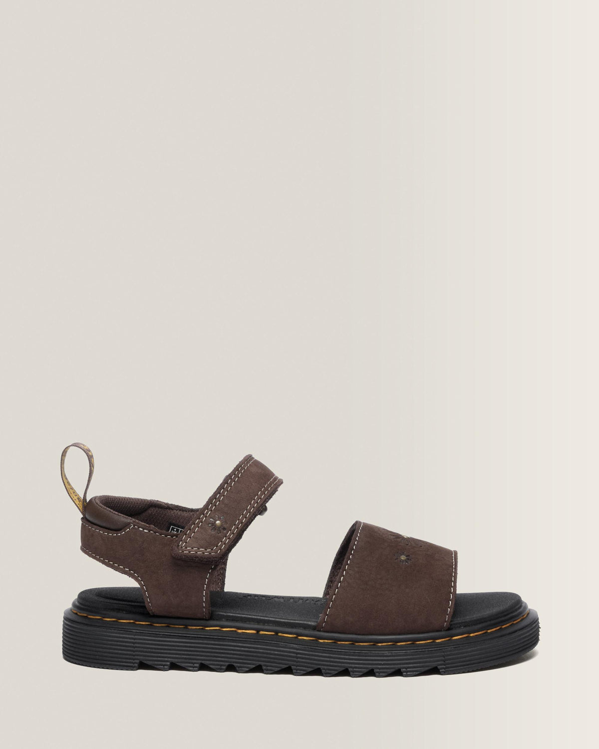 Toddler Marlowe Flower Debossed Nubuck Strap Sandals - Dark Brown