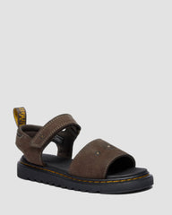 Youth Marlowe Flower Nubuck Strap Sandals - Dark Brown