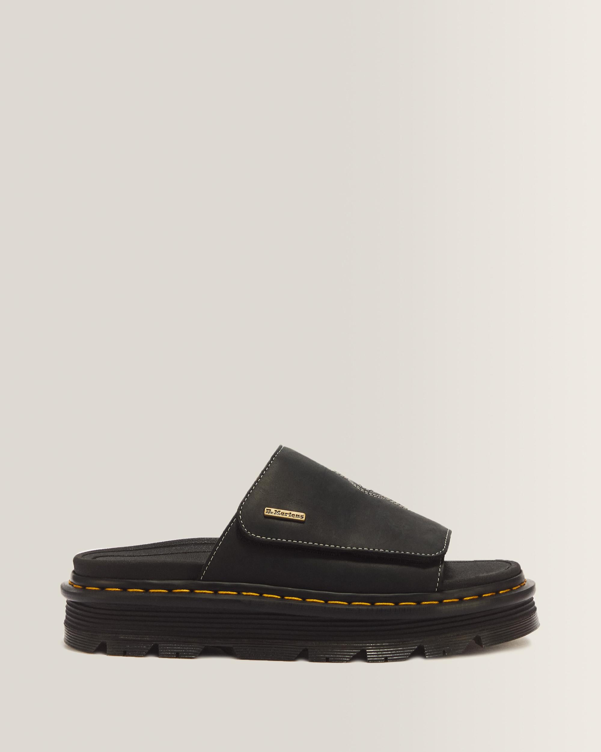 Zebzag Wyoming Leather Slides - Black