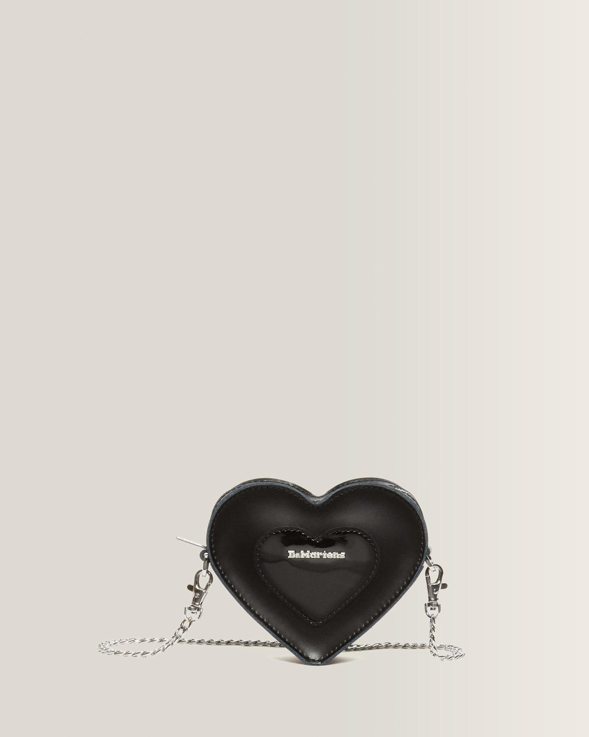Mini Heart Shaped Kiev & Patent Leather Bag - Black